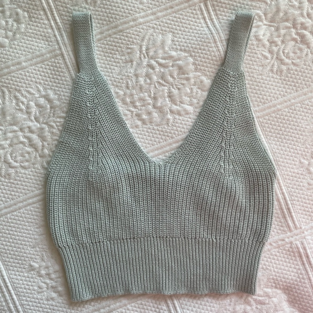NEW Z SUPPLY Summer Sweater Cami Crop Tank Top Skylight Blue/Green - Picture 10 of 14